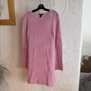 Forever 21 Pink Crochet Long Sleeve Dress
